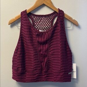 NWT Nine West Active Burgundy Textured Racer Back Sports Bra Size 1X